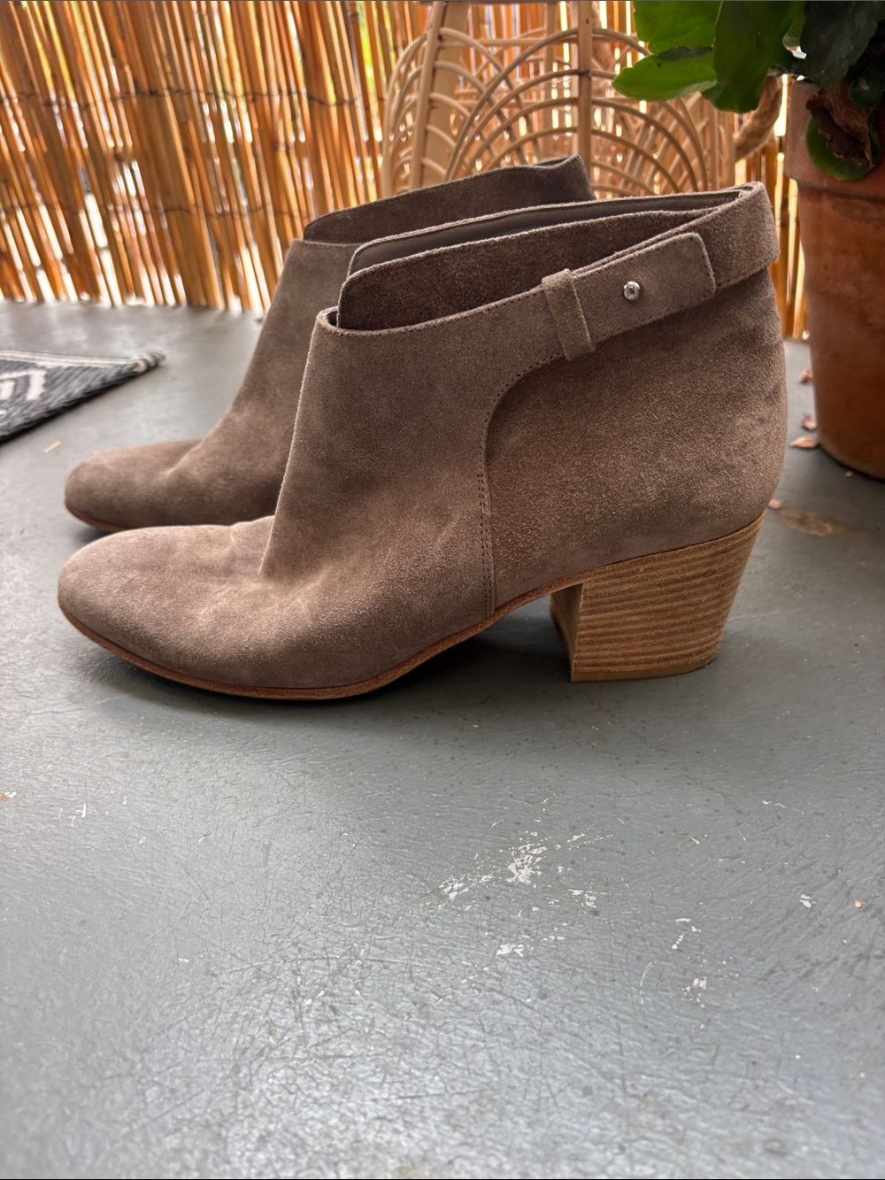 Vince Taupe Suede Ankle Booties